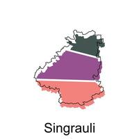 mapa do singrauli colorida geométrico moderno contorno, Alto detalhado vetor ilustração vetor Projeto modelo, adequado para seu companhia