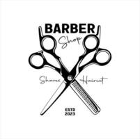 barbearia logotipo vetor Projeto. barbearia ilustração logotipo simples.