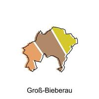 mapa do roubar bieberau geométrico vetor Projeto modelo, nacional fronteiras e importante cidades ilustração