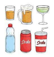 seis ícones de bebidas vetor