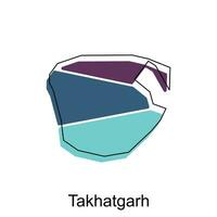 mapa do takhatgarh colorida geométrico moderno contorno, Alto detalhado vetor ilustração vetor Projeto modelo, adequado para seu companhia