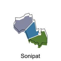 mapa do sonipat colorida geométrico moderno contorno, Alto detalhado vetor ilustração vetor Projeto modelo, adequado para seu companhia