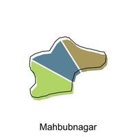 mapa do mahbubnagar cidade moderno simples geométrico, ilustração vetor Projeto modelo