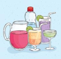 cinco ícones de bebidas vetor