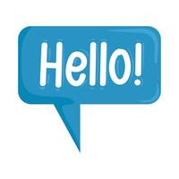 balão de fala com ícone de mídia social hello word