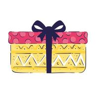 caixa de presente amarela e rosa com ícone de aniversário vetor