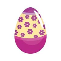 feliz páscoa ovo roxo pintado com flores vetor