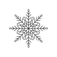 floco de neve natal simples doodle linear ilustração vetorial desenhada à mão, feriados de inverno elementos de ano novo para cartões de saudações de temporadas, convites, banner, pôster, adesivos vetor
