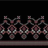 étnico geométrico tecido padronizar Cruz ponto.ikat bordado étnico oriental pixel padronizar Preto fundo. resumo,vetor,ilustração. textura,vestuário,quadro,decoração,motivos,seda papel de parede. vetor