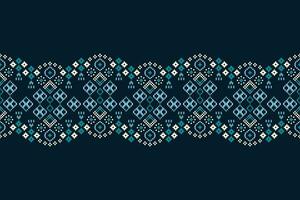 étnico geométrico tecido padronizar Cruz ponto.ikat bordado étnico oriental pixel padronizar azul fundo. resumo,vetor,ilustração. textura,vestuário,quadro,decoração,motivos,seda papel de parede. vetor