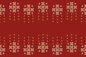 étnico geométrico tecido padronizar Cruz ponto.ikat bordado étnico oriental pixel padronizar vermelho fundo. resumo,vetor,ilustração. textura,vestuário,quadro,decoração,motivos,seda papel de parede. vetor