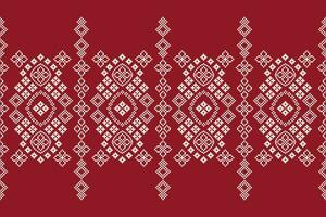 étnico geométrico tecido padronizar Cruz ponto.ikat bordado étnico oriental pixel padronizar vermelho fundo. resumo,vetor,ilustração. textura,vestuário,quadro,decoração,motivos,seda papel de parede. vetor