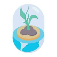 a isométrico ícone do plantar crescendo vetor
