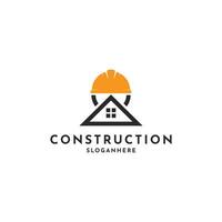 construção trabalhador casa logotipo Projeto conceito criativo idéia vetor