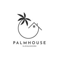 ilustração vetor gráfico Palma casa árvore logotipo Projeto minimalista