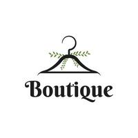 boutique logotipo Projeto criativo idéia com cabide ícone e folha vetor