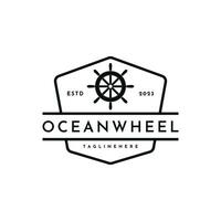 Navegando roda logotipo Projeto idéia vintage carimbo retrô, oceano roda logotipo Projeto idéia vetor