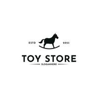 brinquedo loja silhueta logotipo Projeto idéia com cavalo animal símbolo vetor