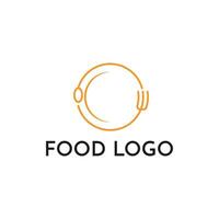 Comida logotipo Projeto criativo idéia com círculo forma e colher faca prato símbolo vetor