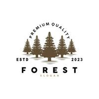 floresta logotipo, vetor floresta madeira com pinho árvores, Projeto inspirado crachá rótulo ilustração