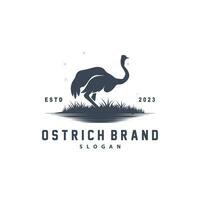 design de logotipo de avestruz, ilustração de animais do deserto, vivendo na floresta, produto de marca de camelo vetorial vetor