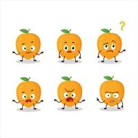 desenho animado personagem do laranja fruta com o que expressão vetor