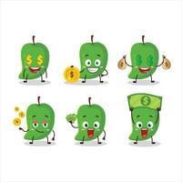 verde manga desenho animado personagem com fofa emoticon trazer dinheiro vetor