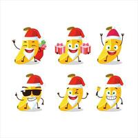 santa claus emoticons com banana desenho animado personagem vetor