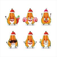 santa claus emoticons com fatia do mamão desenho animado personagem vetor