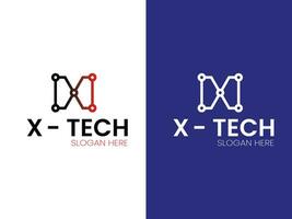 x tecnologia logotipo Projeto vetor modelo