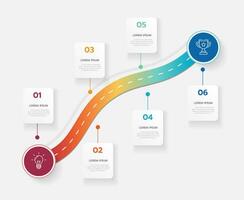 infográfico modelo para negócios. 6 passos moderno Linha do tempo diagrama com roteiro e círculo tema gráficos, apresentação vetor infográfico.