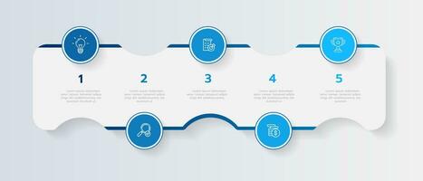 infográfico modelo para negócios. 5 passos moderno Linha do tempo diagrama roteiro com círculo tema gráfico, apresentação vetor infográfico.