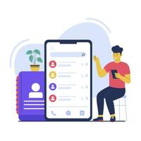conceito ilustração do contato telefone livro apps vetor