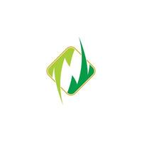 carta n natureza verde folha quadrado fatia logotipo vetor
