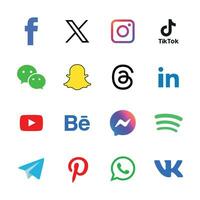 social meios de comunicação ícones conjunto logotipo vetor ilustrador rede