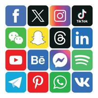 social meios de comunicação ícones conjunto logotipo vetor ilustrador rede