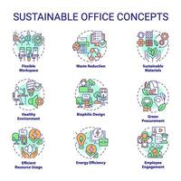 2d editável ícones conjunto representando sustentável escritório conceitos, isolado vetor, fino linha colorida ilustração. vetor