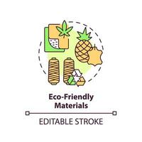 editável eco amigáveis materiais ícone conceito, isolado vetor, sustentável escritório fino linha ilustração. vetor