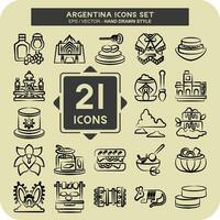 ícone conjunto Argentina . relacionado para feriado símbolo. mão desenhado estilo. simples Projeto editável. simples ilustração vetor