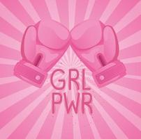letras girl power com luvas de boxe vetor