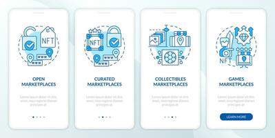 nft Mercado categorias azul onboarding Móvel aplicativo tela. o negócio passo a passo 4 passos editável gráfico instruções com linear conceitos. interface do usuário, ux, gui modelo vetor