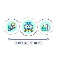 produtivo trabalho em equipe ciclo conceito ícone. coletivo trabalhar. mútuo ajuda. aumentar financeiro eficácia abstrato idéia fino linha ilustração. isolado esboço desenho. editável acidente vascular encefálico vetor