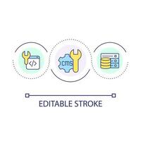 cms otimização ciclo conceito ícone. rede servidor ajustamento. local dados contexto. em formação armazenamento abstrato idéia fino linha ilustração. isolado esboço desenho. editável acidente vascular encefálico vetor