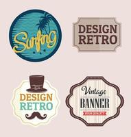 pacote de quatro banners vintage com frames estilo retro vetor