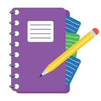 escola espiral caderno com lápis ícone. vetor plano ilustração