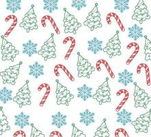 cartão de feliz Natal feliz com pinheiro e bastões, padrão de flocos de neve vetor