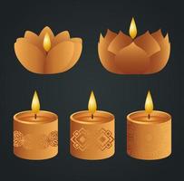 feliz diwali diya velas conjunto desenho vetorial vetor