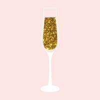 vidro do champanhe com brilho. vetor ilustração. isolado vidro com borbulhante champanhe.