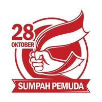 sumah pemuda outubro 28º logotipo projeto, indonésio juventude herói declaração vetor