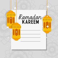 pôster ramadan kareem com lanternas penduradas vetor